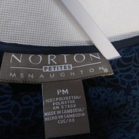 Norton McNaughton Blue Mixed Floral Print Sleeveless V Neck Dress Size PM - Picture 5 of 5